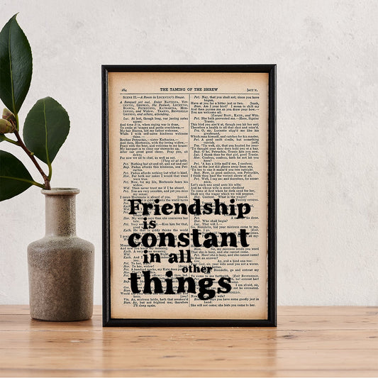 Friendship Is Constant - Shakespeare - Book Page Print