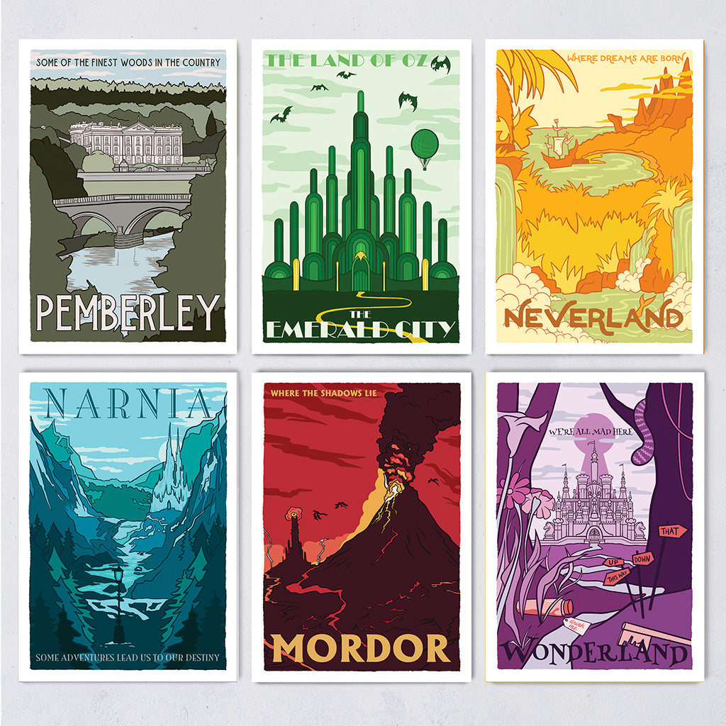 vintage travel postcard set