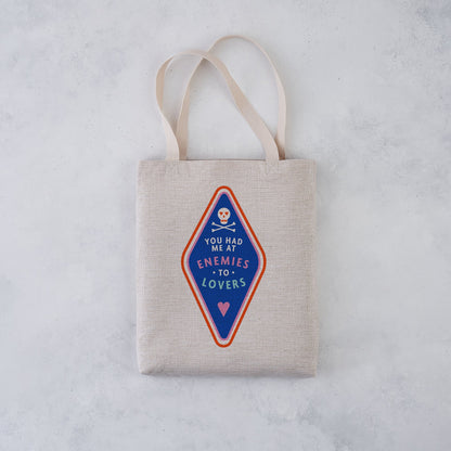 You had me at enemies to lovers. Literary Tropes. Bookishly tote bag. Inspired by Booktok and Bookstagram. The bookish era edit. Perfect for book lovers, bookworms, readers and bibliophiles.
